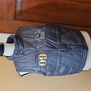 ED HARDY PUFFER VEST DON DESIGNS L LARGE GRAY VINTAGE TATTOO POCKETS BUTTON DOWN
